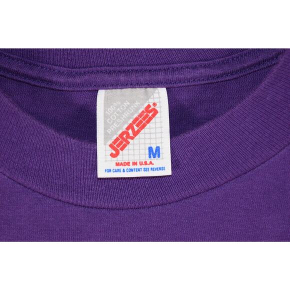 LSU Tigers Purple T-Shirt M Embroidered Gold Letter Spell-out Jerzees Crew Neck - Picture 3 of 4